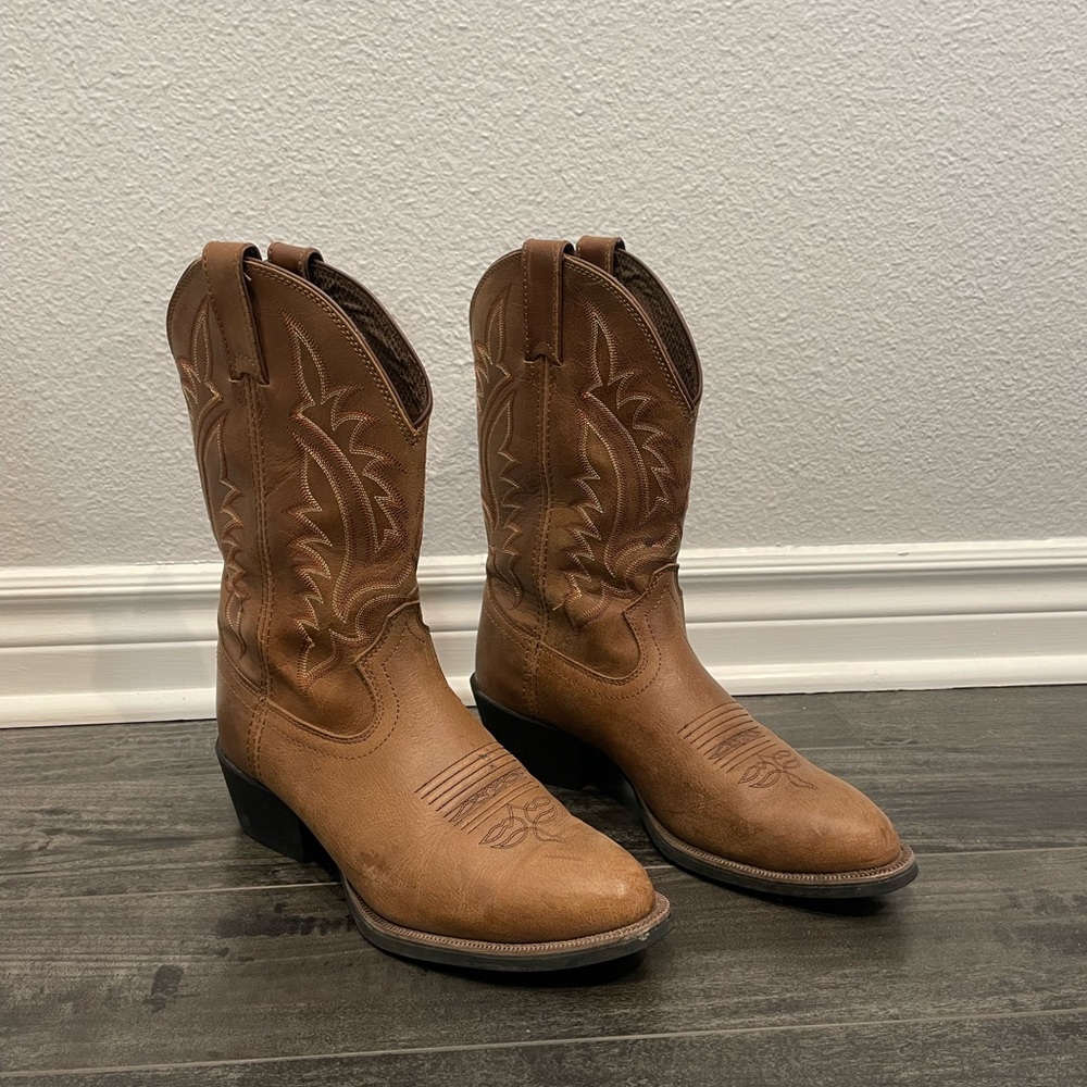 MENS brown leather cowboy boots
